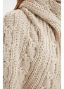 Trendyol Beige Knitted Detailed Knitwear Scarf