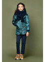 NONO Dívčí zimní bunda dlouhá zelená metalíza