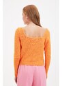Trendyol Orange Crop Back Detailní pletený svetr