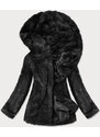 S'WEST Černá dámská bunda - kožíšek s kapucí (BR9742-1)