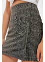 Trendyol Anthracite Button Detailed Double Breasted Mini Woven Skirt