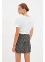 Trendyol Anthracite Button Detailed Double Breasted Mini Woven Skirt