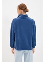 Trendyol Indigo Zipper Detailed Knitted Sweatshirt