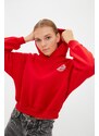 Trendyol Red Back Print Detailed Hoodie, Fleece Inner Knitted Sweatshirt