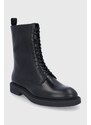 Kožené kotníkové boty Vagabond Shoemakers dámské, černá barva, na plochém podpatku