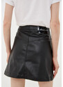 Calvin Klein dámská koženková černá sukně FAUX LEATHER MINI SKIRT
