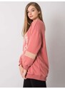 Fashionhunters Zaprášená růžová oversized bavlněná mikina s potiskem