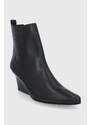 Westernové kožené boty Tory Burch dámské, černá barva, na podpatku