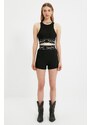 Trendyol X Sagaza Studio Black Shiny Elastic Detail Knitted Shorts