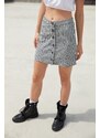 Trendyol Gray Gingham Pattern Knit Skirt