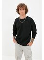 Trendyol Men's Black Printed Oversize/Wide-Fit Back Printed Fleece Sweatshirt