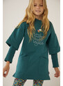 Boboli Dívčí mikinové šaty zelené