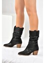 Fox Shoes Black Gathered Dallas Women's Boots