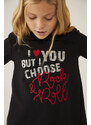 Boboli Dívčí tričko s dlouhým rukávem černé Rock'n'Roll