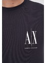 Bavlněné tričko s dlouhým rukávem Armani Exchange tmavomodrá barva, s potiskem, 8NZTPL ZJH4Z NOS