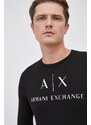 Tričko s dlouhým rukávem Armani Exchange pánské, černá barva, s potiskem, 8NZTCH Z8H4Z NOS