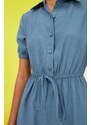 Trendyol Indigo Ruffled Button Jumpsuit