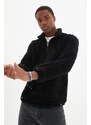 Trendyol Black Regular/Regular Fit Zippered Stopper Warm Plush Sweatshirt