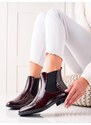 SERGIO LEONE Luxusní dámské červené kotníčkové boty na plochém podpatku
