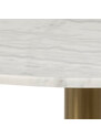 Scandi Bílý mramorový bistro stůl Aron 80 cm se zlatou kartáčovanou podnoží