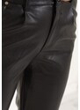 Due Linee Dámské koženkové kalhoty s pásky černé