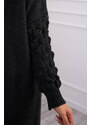 MladaModa Dlouhý kardigánový svetr s netopýřími rukávy model 2020-9 grafitový