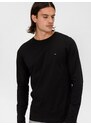 Černé pánské tričko Tommy Hilfiger Stretch Slim Fit Long Sleeve Tee - Pánské