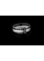 Dámský ocelový prsten se šperkařskou keramikou a zirkony v provedení White | DG Šperky