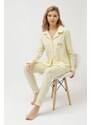 Luisa Moretti Dámské bambusové pyžamo CARLA, V dárkovém boxu, Světle žlutá, Dlouhý rukáv