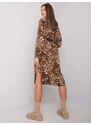 Fashionhunters Béžové šaty s leopardím vzorem Tida OCH BELLA