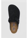 Semišové pantofle Birkenstock Boston černá barva