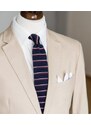 BUBIBUBI Tmavomodrá pletená kravata trikolóra