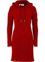 bonprix Pletené šaty s kapucí Červená