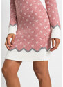 bonprix Pletené šaty s norským vzorem Růžová