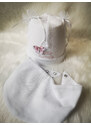 AJS Dívčí bavlněná čepice s šátkem 2002 bílá