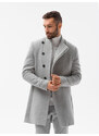 Ombre Clothing Pánský kabát s asymetrickým zapínáním - šedý melír V1 OM-COWC-0102