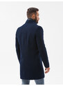 Ombre Clothing Pánský kabát s asymetrickým zapínáním - tmavě modrý V3 OM-COWC-0102