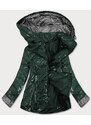 S'WEST Lesklá zelená prošívaná dámská bunda (B9573)