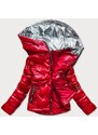 S'WEST Červená prošívaná dámská bunda s kapucí (B9562)