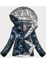 Tmavě modrá krátká lesklá dámská bunda model 16151339 - MHM