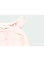 Boboli Kojenecký svetr s kožíškem a odepínací kapucí růžový