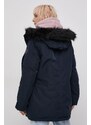 Péřová bunda Superdry dámská, tmavomodrá barva, zimní