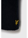 Vlněná šála Lyle & Scott tmavomodrá barva, hladká