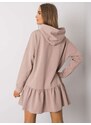 Fashionhunters Tmavě béžové bavlněné šaty s kapucí