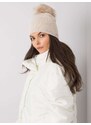 Fashionhunters Béžová zimní čepice s bambulí