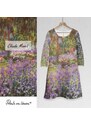 Lenbutik Šaty midi 100% Len Claude Monet zahrada at Givenry / Garden at Givenry Dl