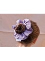 Snový svět Lněná gumička Scrunchie tmavá kostka 5 cm