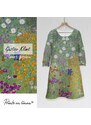 Lenbutik Šaty midi 100 % len Gustav Klimt Květinová zahrada / Flower Garden Dl