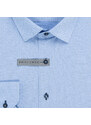 AMJ Pánská košile AMJ bavlněná, modrá čárkovaná VDBR1220, dlouhý rukáv, regular fit