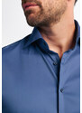 Pánská stretch šedo modrá elegantní košile s dlouhým rukávem ETERNA Modern Fit Easy iron
